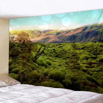 

Moss Mountain Range Landscape Tapestry Boho Mandala Wall Hanging Royal Blue 3D Hippie Wall Tapestry Home Decor Mint Yoga Mat