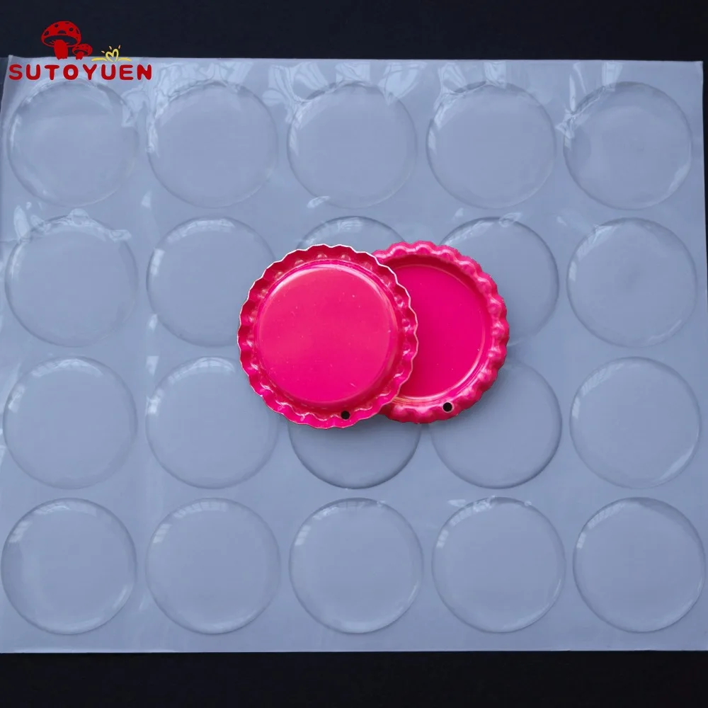 

Mixed Order 200 pcs/lot: 100 pcs Both Side Colored Flattened Bottle Caps with Hole & 100pcs 1'' Clear Epoxy Stickers for Jewelry