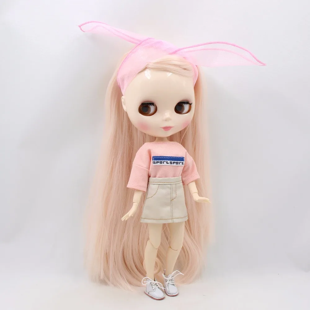 Ледяная кукла DBS Blyth 1/6 bjd бледно розовые волосы сторона пробор белая кожа