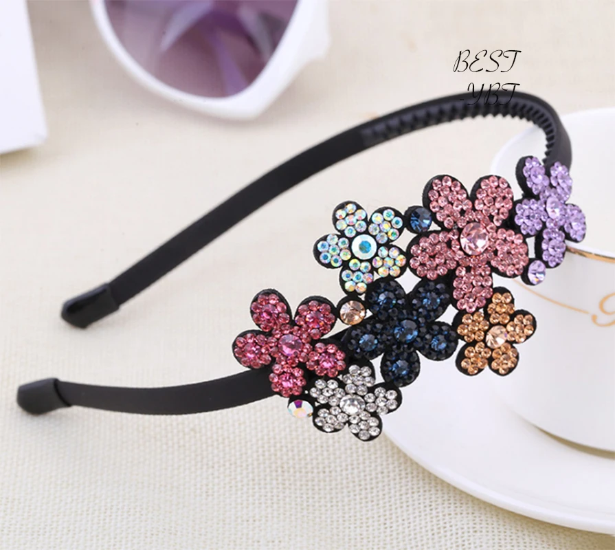 Fashion Style Women Rhinestone Crystal Flowers Head Chain Headband Hair
