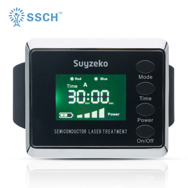 physiotherapy lllt laser wrist semiconductors 2 colors red blue diode Acupuncture diabetes medical therapy watch