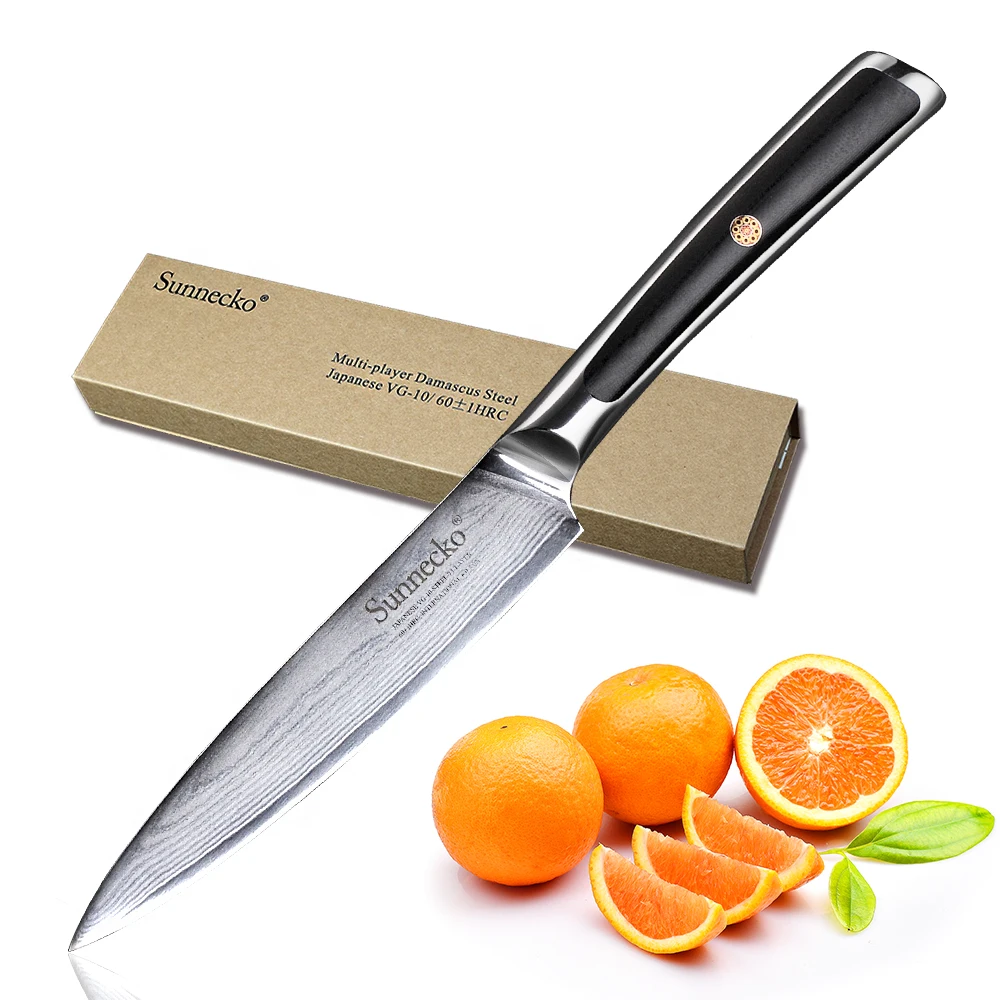 

SUNNECKO High Quality Damascus Santoku Knife Japanese VG10 Core Steel Blade Kitchen Knives G10 Handle Sharp Utility Paring Knife