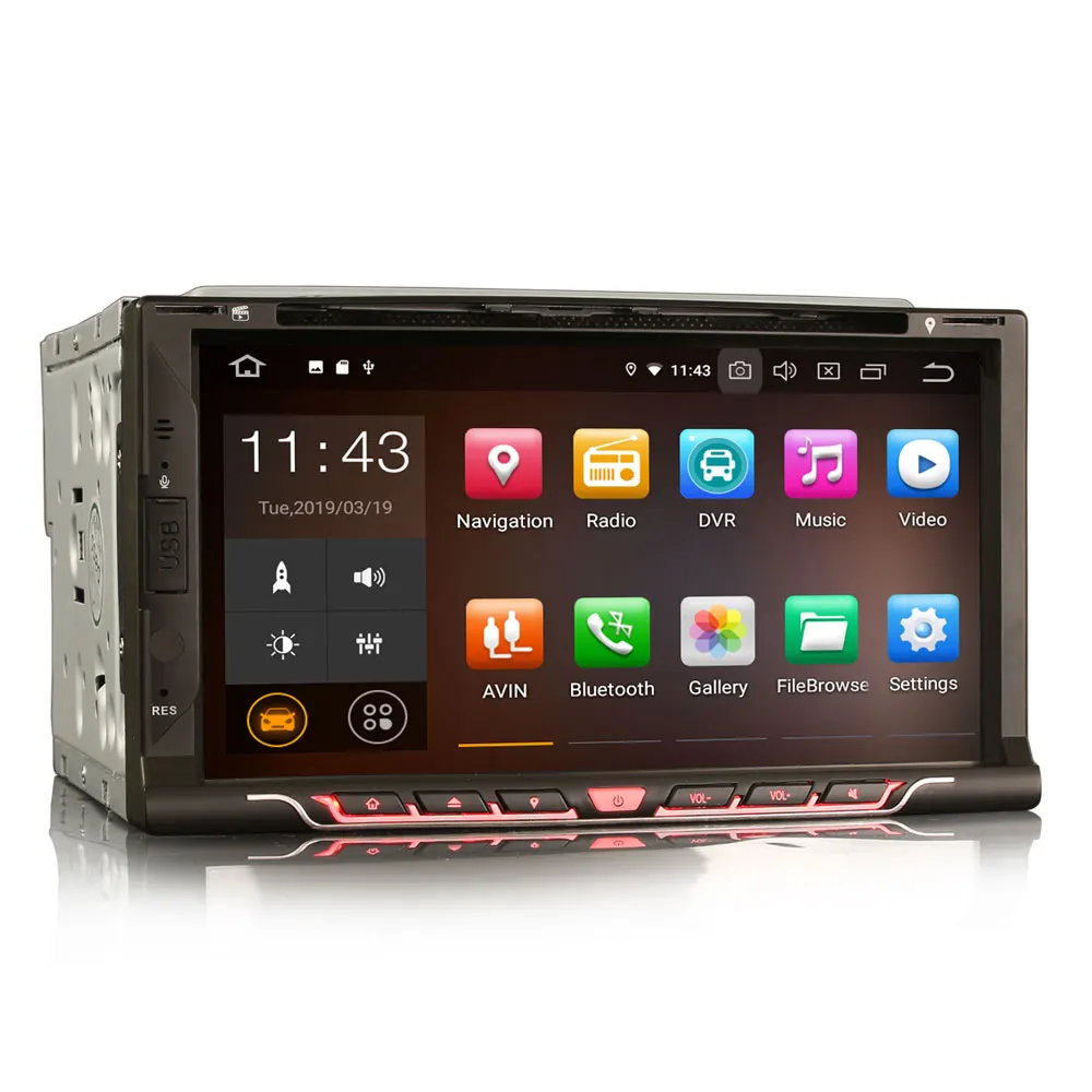 Discount 6.95" Android 9.0 Pie OS 2 Din Car DVD Multimedia Two Din Car Navigation GPS Double Din Car Radio with Split Screen Support 2