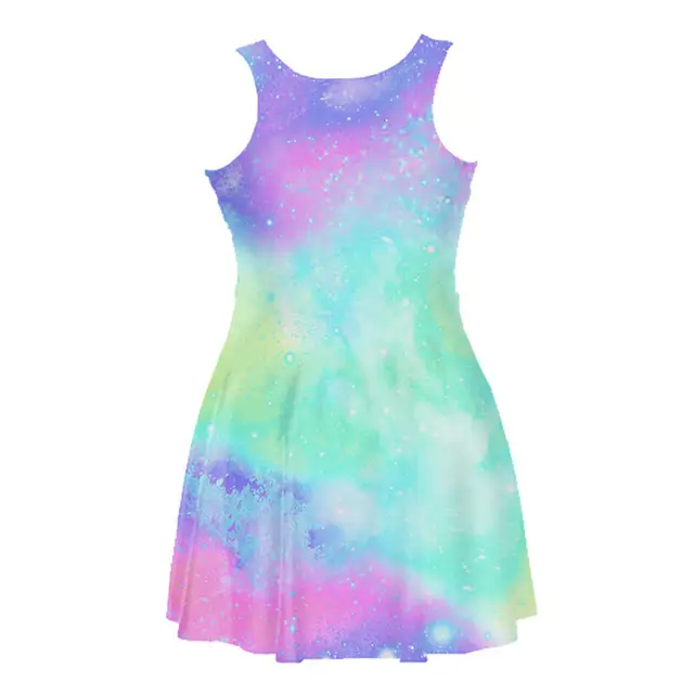 Raisevern Girls Summer Dress Print Colored Galaxy Clothes Kids Baby ...