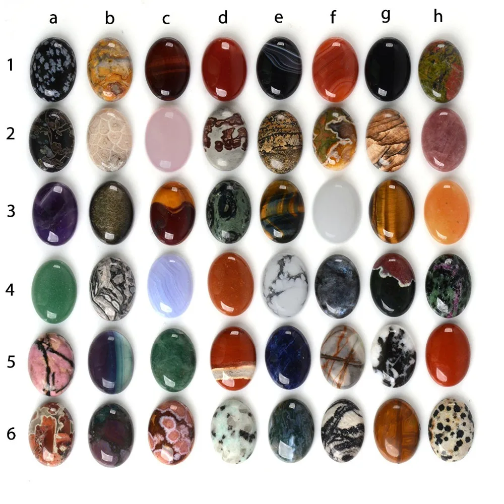 All Natural 24pcs Multi-color 25mm Gemstone Oval Cab Cabochon For Jewelry Making 1