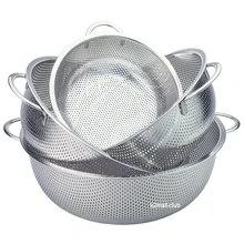 195mm/225mm/255mm/285mm Feinmaschigen Edelstahl Sieb Gemüse Sieb Einweichen Schüssel über die Waschbecken Waschen Korb