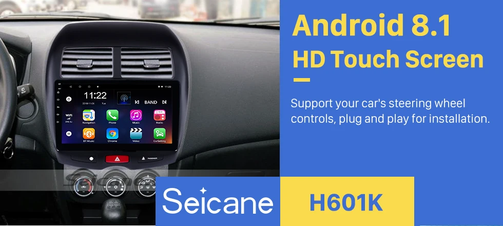 Seicane 10,1 дюймов Android 8,1/7,1 Автомобильный gps Радио Блок плеер для 2010 2011 2012-2015 Mitsubishi ASX peugeot 4008 HD 1024*600