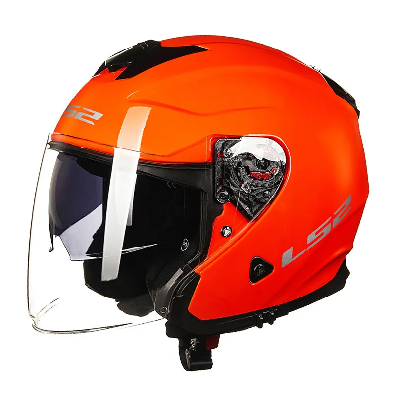 LS2 Бесконечность мотоциклетный шлем скутер с открытым лицом шлем Casco мотоциклетные шлемы двигатель руля велосипед 3/4 шлемы - Цвет: Solid Orange