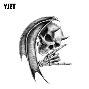 

YJZT 11CM*14CM Devil Death Skull Motorcycle Helmet Car Sticker Windows Reflective Decal PVC 6-0150