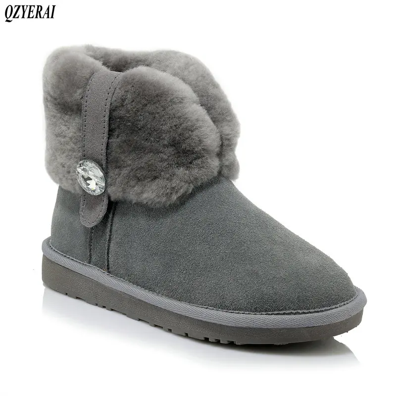 

QZYERAI 2018 Australian winter comfortable warm wool boots wool snow boots 100% cow leather boots plush warm women's shoes