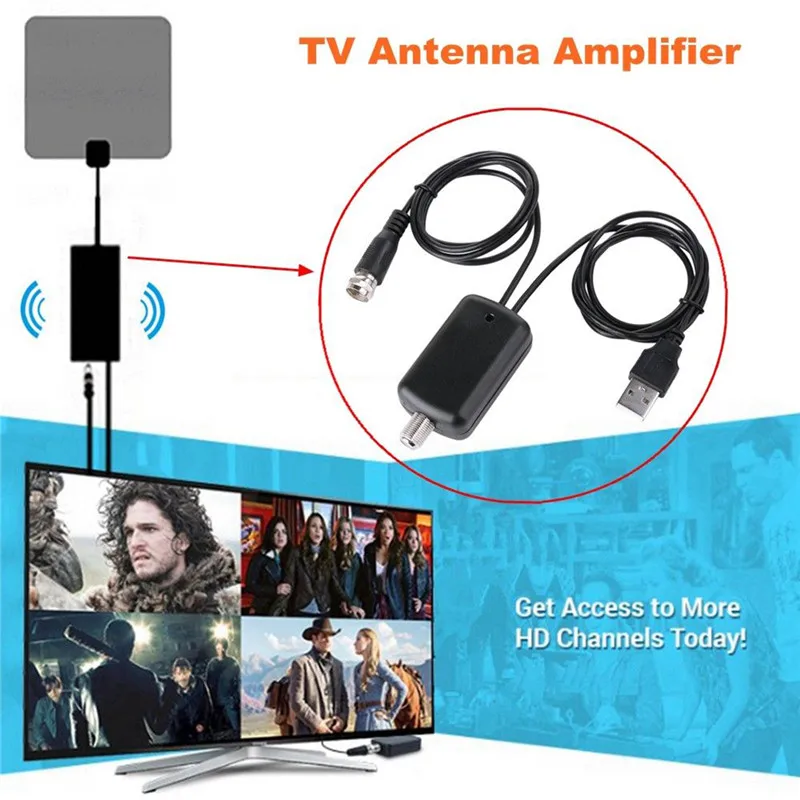 

SOONHUA Digital TV Antenna Signal Amplifier Booster 25dB Indoor Aerial Amplifier Adapter DVB-T DVB-T2 ATSC PAL TV Fox Antena