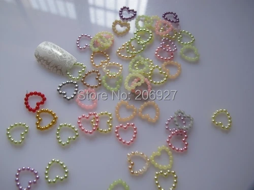 

100pcs Cute 11mm Nail Art Mix Color Heart Pearl Nail Art Decoration