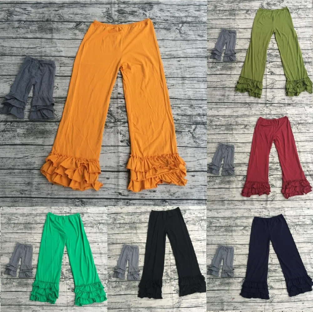 children girls new design triple ruffle pants adult baby girls fashion
