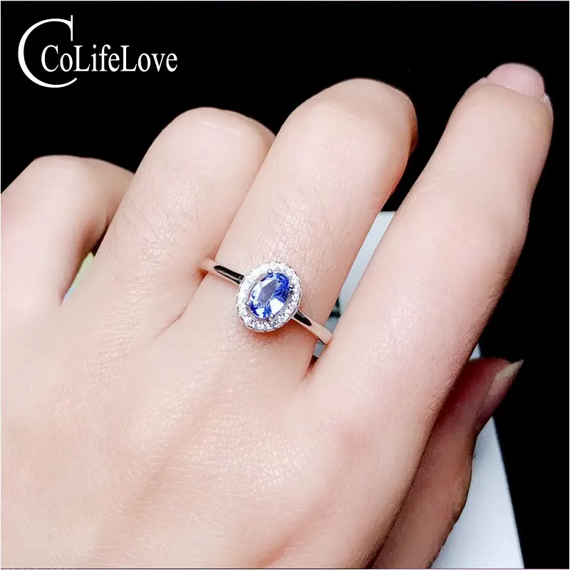 Ювелирные изделия colife 925 Серебро Танзанит кольцо для помолвки 0.5ct натуральный Танзанит серебряное кольцо Стерлинговое серебро ювелирные изделия из танзанита