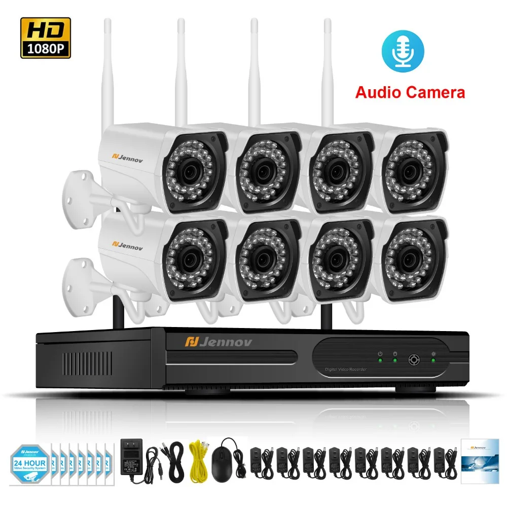 

8CH CCTV System Wireless 1080P NVR With 2.0MP Outdoor Waterproof Audio Record Wifi Security Camera System Vedio Surveillance Kit