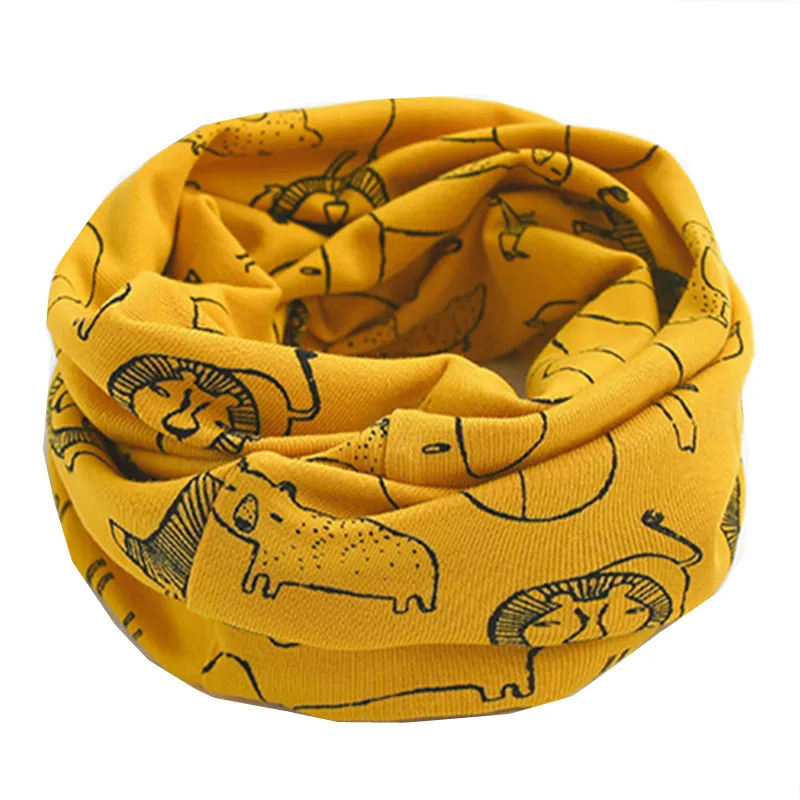 Детский хлопковый шарф, осенне-зимний теплый шарф для маленьких мальчиков, шарфы для девушек, детский воротник с рисунком, Круглый ворот, волшебный шейный платок - Цвет: yellow animal