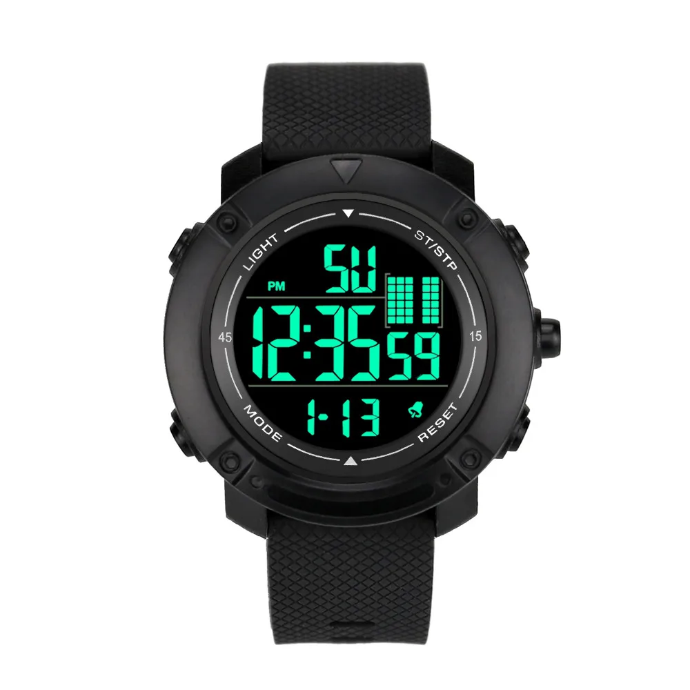 Роскошные мужские спортивные водонепроницаемые часы цифровые светодиодные армейские часы мужские модные повседневные электронные наручные часы Relogio Masculino - Цвет: Black