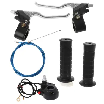 

Hot New 1 Set Motorcyclle Motorbike Hand Grips Kill Switch Twist Throttle Cable Brake Levers For 47cc 49cc Mini Pocket Bike