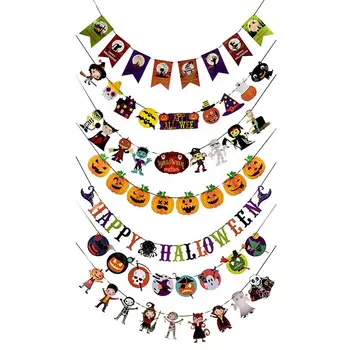 

7 pcs Halloween Creative Lightweight Hanging Garland Banner Supplies for Halloween Decor Decoration Party