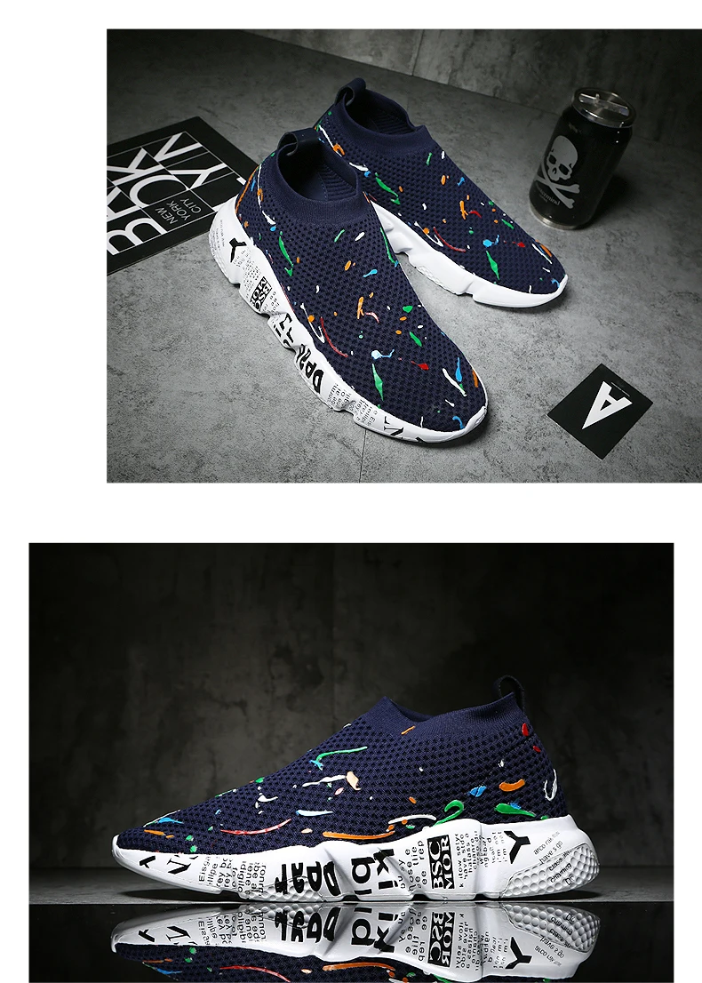Bjakin разноцветная обувь для бега для мужчин и женщин, дышащие кроссовки без шнуровки, спортивная обувь унисекс, камуфляжные кроссовки 35-45