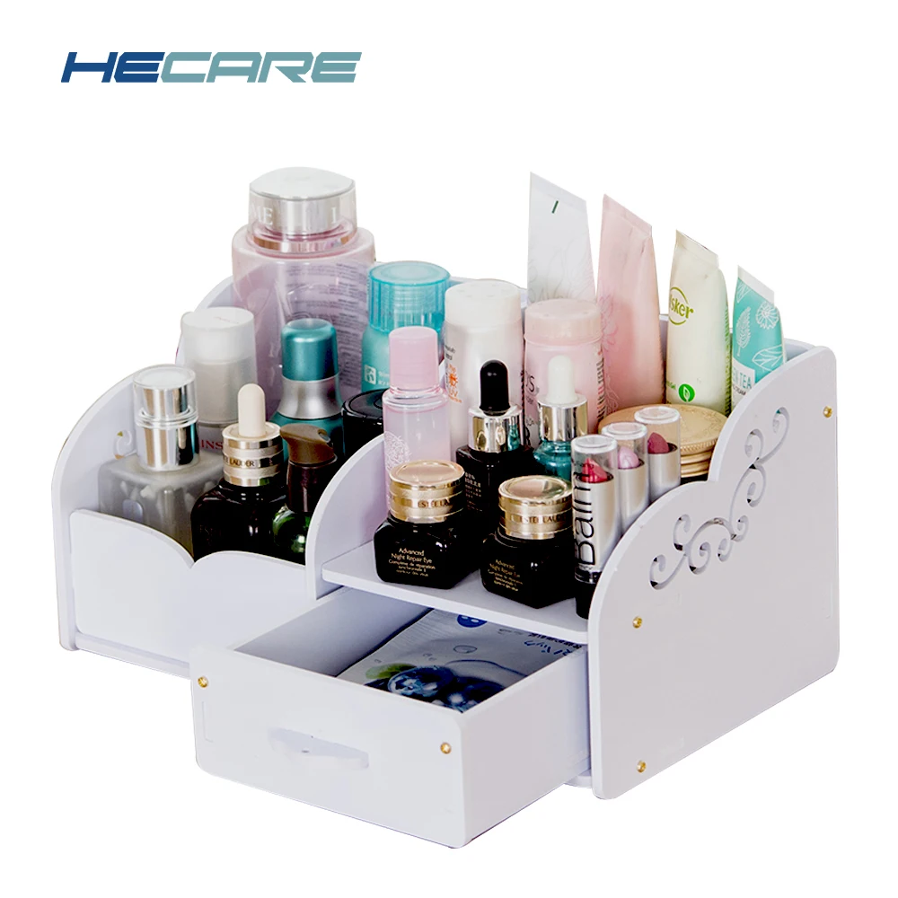 HECARE PVC ماكياج مربع أوروبا الوردي المنظم لمستحضرات التجميل للماء البلاستيك حاويات المنزل الحمام مجوهرات مربع للتخزين