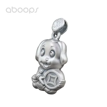 

Cute Matte 990 Sterling Silver Chinese Zodiac Dog Necklace Pendant for Men Women Free Shipping