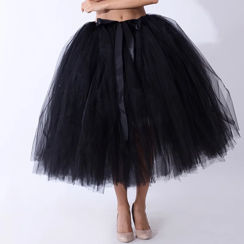 Тюлевая юбка-пачка ручной работы для женщин, 80 см, высокое качество, бальная юбка, вечерние юбки, юбки, Faldas Saia Jupe - Цвет: black