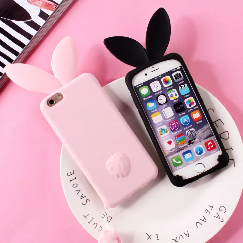 Для Iphone 8 7 чехол 3D Kawaii Кролик Большое Ухо силиконовый для Iphone7 Plus 6 S 6s plus телефонные