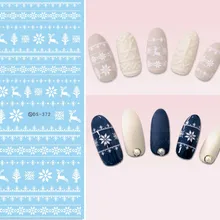 DS372 DIY дизайн переводные наклейки для ногтей Белый Рождественский северный олень дерево зимние наклейки для ногтей s фольга для обертывания наклейки маникюр