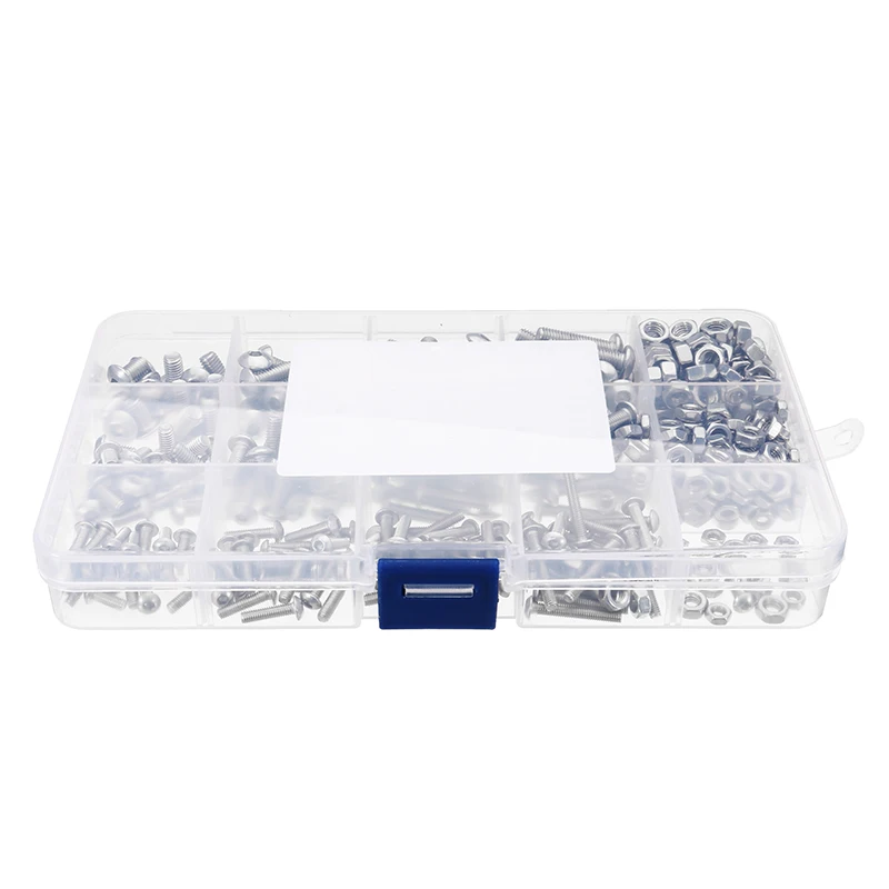440Pcs M3/M4/M5 Stainless Steel Button Head Hex Socket Cap Screws Bolts Nuts Assortment Kit