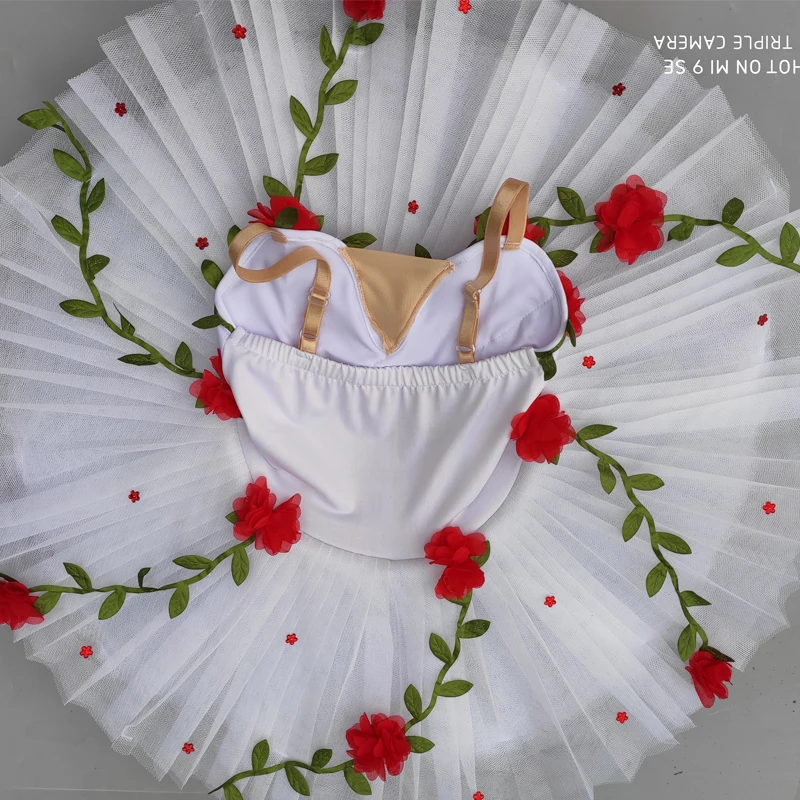 Professional Ballet Tutu Kids Child Girls White Flowers Ballet Dress For Girls Kids Child Ballerina Dress Dance Costume Ballet Dress