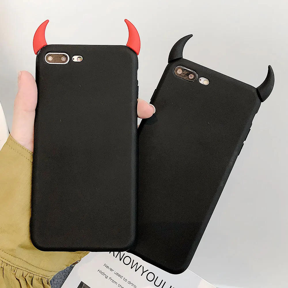 Чехол из ТПУ для телефона Devil Horn чехлы iPhone 8 Plus 7 XS X XR Xs Max мягкие модные 6S 6