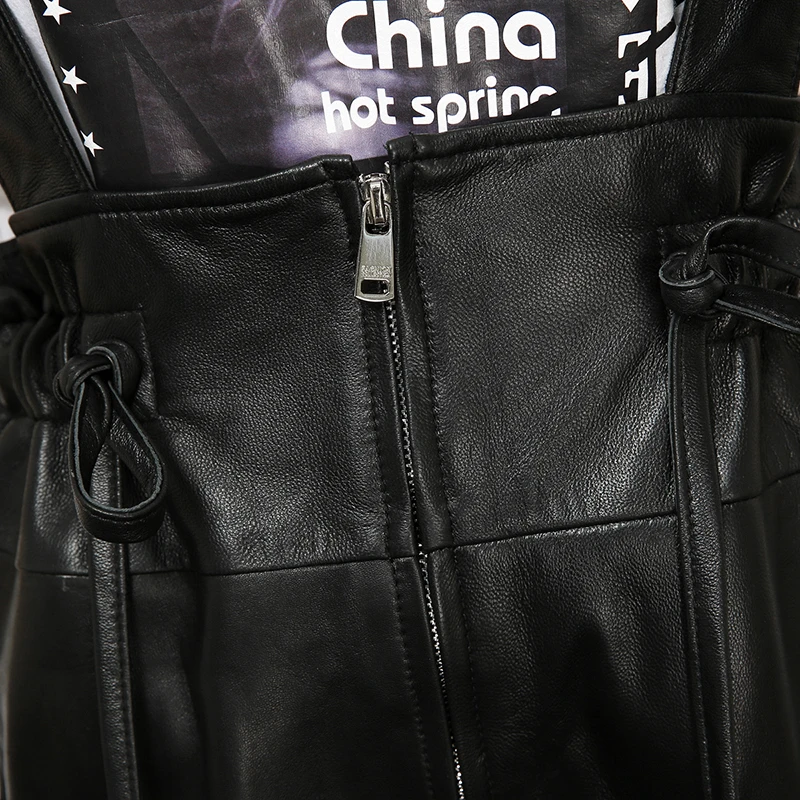 M-3XL женские брюки из натуральной кожи с несколькими карманами, Комбинезоны из овечьей кожи, женские комбинезоны черного цвета с высокой талией, wq1511, Прямая поставка