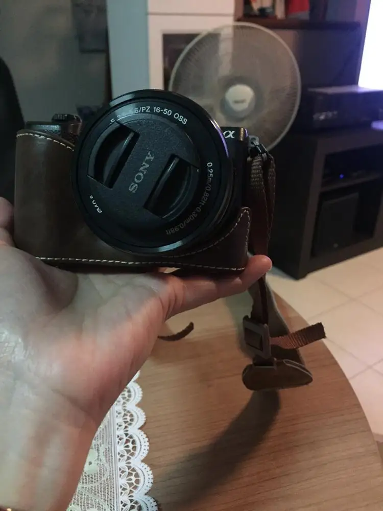 Кожаная сумка для камеры Sony A7M2 A7R2 A6400 A6500 A6300 A6000 a7R3 A5100 A5000 A9 A7R RX1 комплект с крышкой