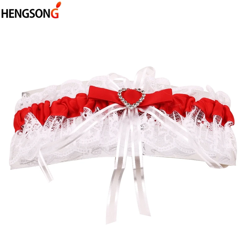 

2019 Fashion Elegant Women Lace Mesh Bowknot Belt Sexy Suspender Rhinestone Lace Garter For Bride Party Wedding Leg Rings