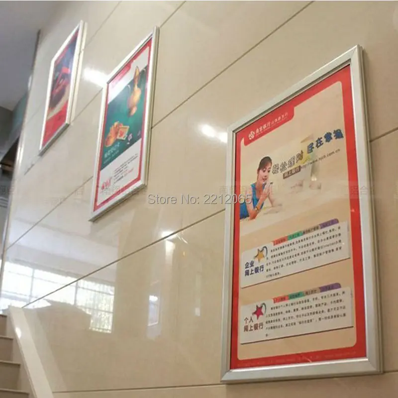 

(5units/Lot) Wall Mounted Metal Aluminium Snap Frames, Front Loading & Aluminum Poster Clip Displays YAPF-006