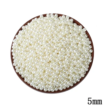 1000pcs/lot 5MM ABS Ivory Imitation Pearl Beads Wholesale Round Plastic Ball European Spacer Hole Beads For DIY Jewelry Making