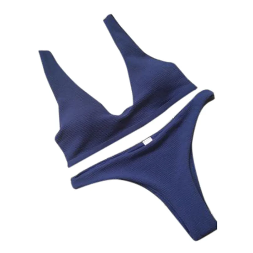 Sexy Bikini Set Pleated Bikini Solid Swimwear Women Push Up Swimsuit Off Shoulder Biquini Comfortable Summer Beach Wear #2D05 (2)
