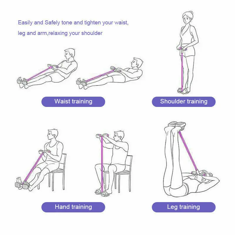 Латексные трубки резистивные ленты тренажер педаль 4 сидячий борт веревка Потяните расширитель эластичный бандинг оборудование Йога, Пилатес, разминка
