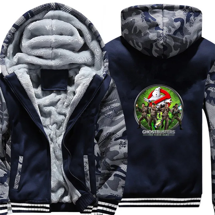 Ghostbusters Hoodie Winter Casual Super Warm Coat Thicken Warm Zipper Hooded Casual Sweatshirts for winter