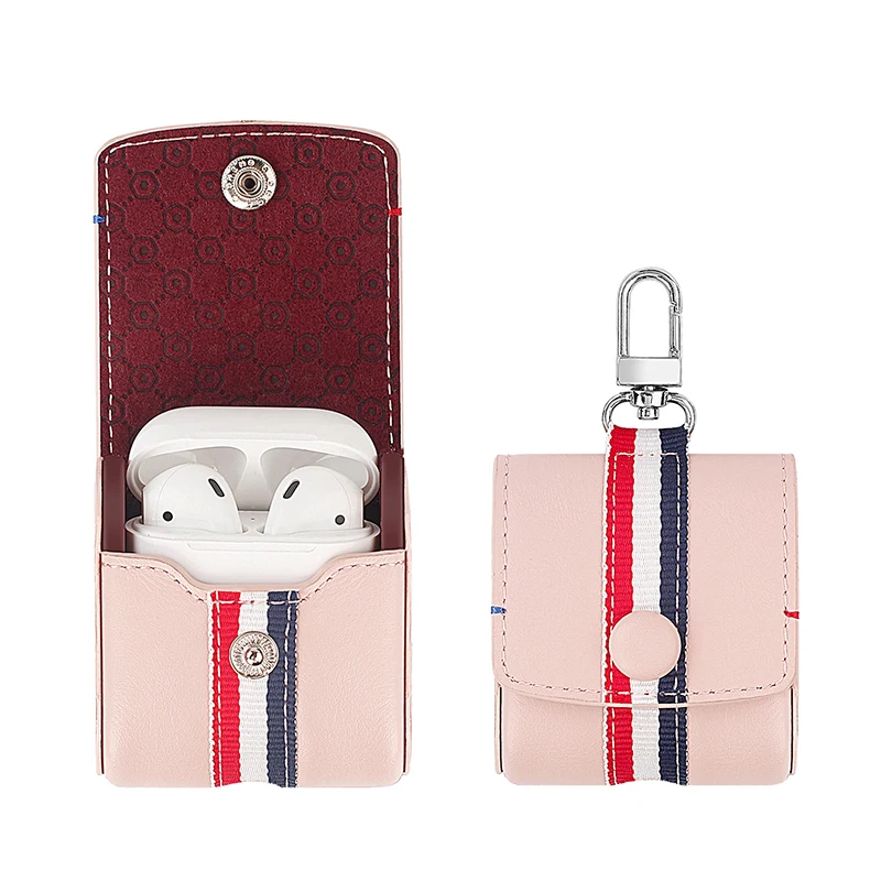 Cute Case For Airpods Women Mini Earphone Cover For Airpods Earpods Pink Color Leather Cases For Apple Wireless Headphone Coque (4)