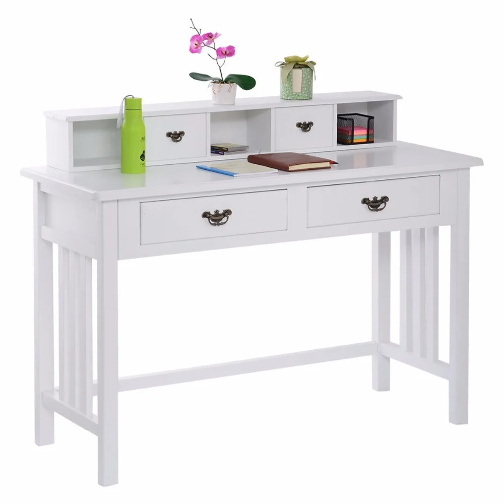 Writing Desk Mission font b White b font Home Office Computer Desk 4 Drawer font b