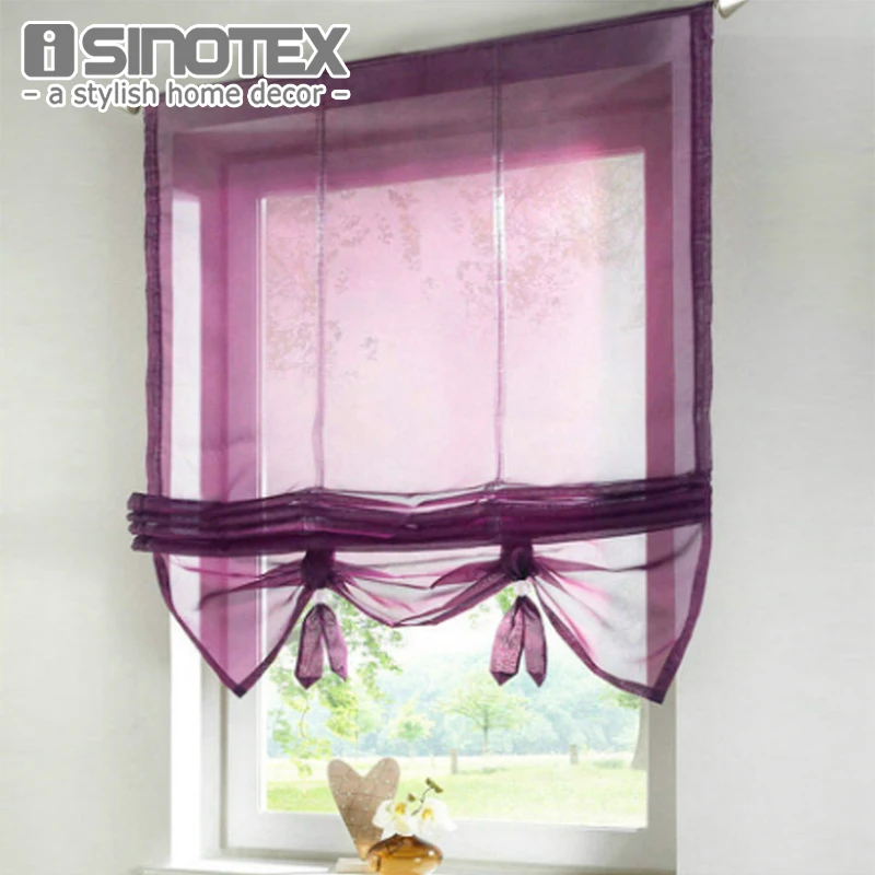 

German Style Liftable Window Curtains Nice Sheer Voile Roman Curtain Tulle Blinds for the Kitchen Balcony Rod Pocket 1PCS