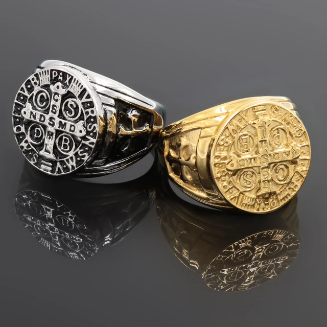 New Mens Bible Cross Ring Christian Jesus Tombstone Religious Gold Ring