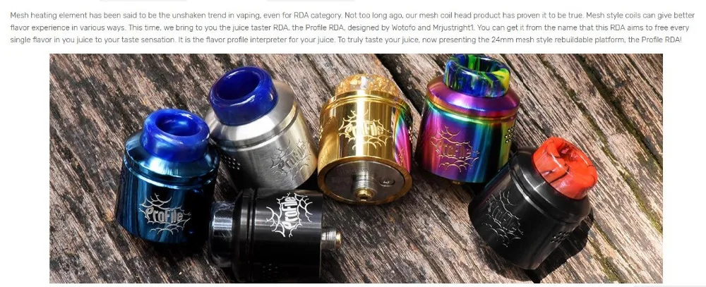 New Colors Wotofo profile rda 24mm Mesh Coil Atomzier Vape Tank rebuildable electronic cigarette Matte  Aluminum Frosted Color (43)