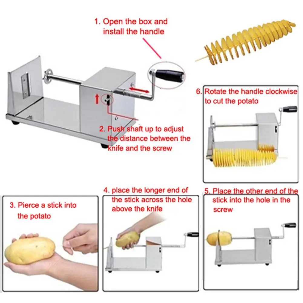 Ручной спиральный нож для картофельных чипсов из нержавеющей стали, резак для картофеля Торнадо, машина для картофеля фри, измельчитель