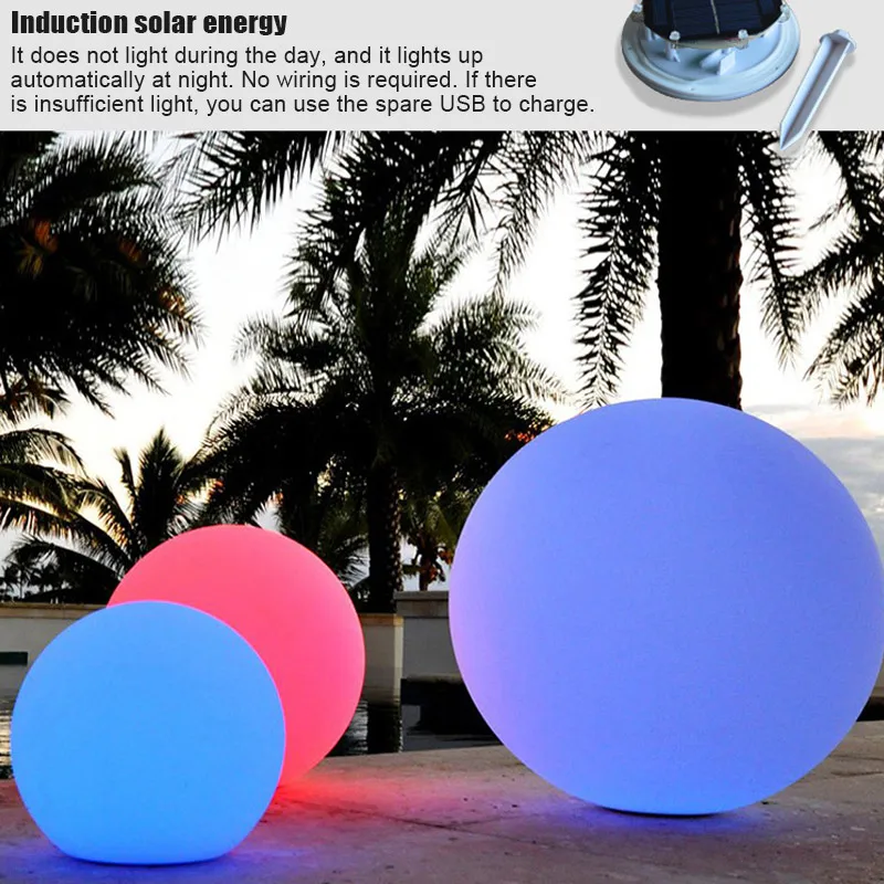 

Solar LED Light Ball Cordless Night Lights with Remote Control Rechargeable Pool Floating Orb MAL999