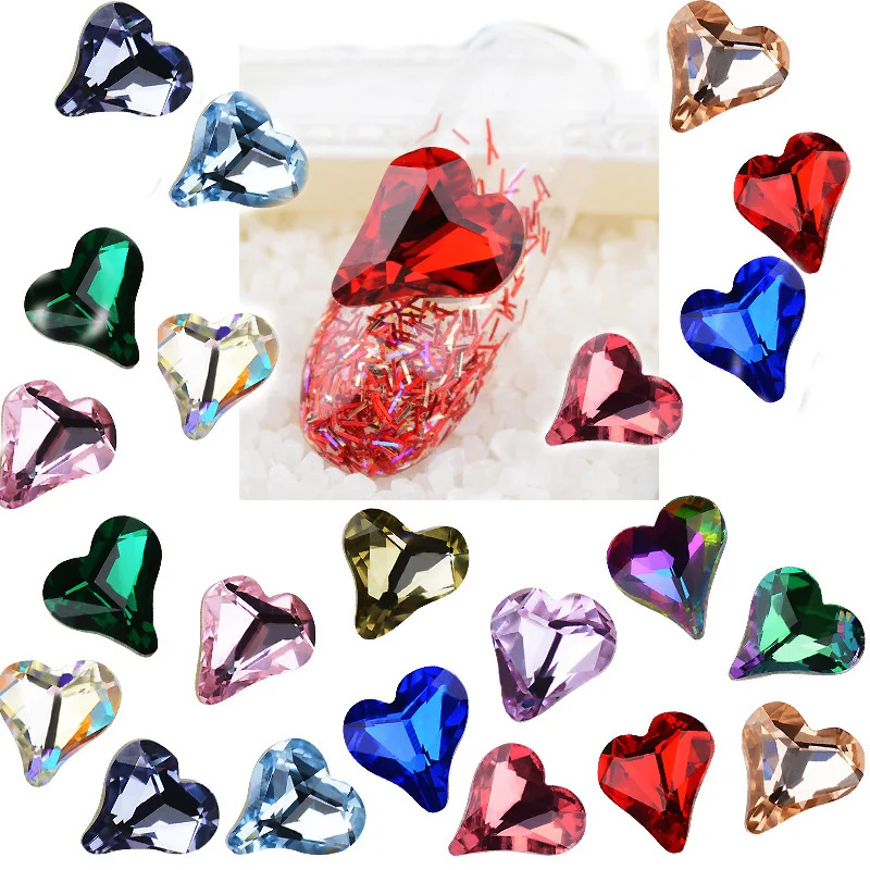 

Pandahall 10pcs Crystal Nail Art Rhinestones Heart Glass Stones Cabochons DIY Manicure Nail Art Decorations Gems