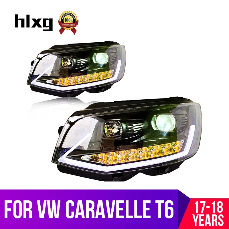 hlxg Car Styling H7 Head Lamp case for Volkswagen Caravelle T6 2017 2018 LED Headlight DRL Lens headlamp Assembly | Автомобили и