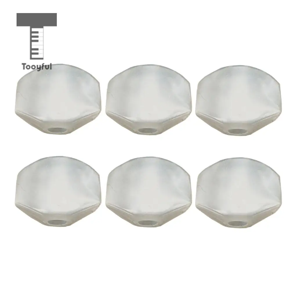 Tooyful 6 Pieces Plastic Acoustic Guitar Tuning Pegs Keys Buttons Caps Handle Knobs White Guitar Replacement Parts